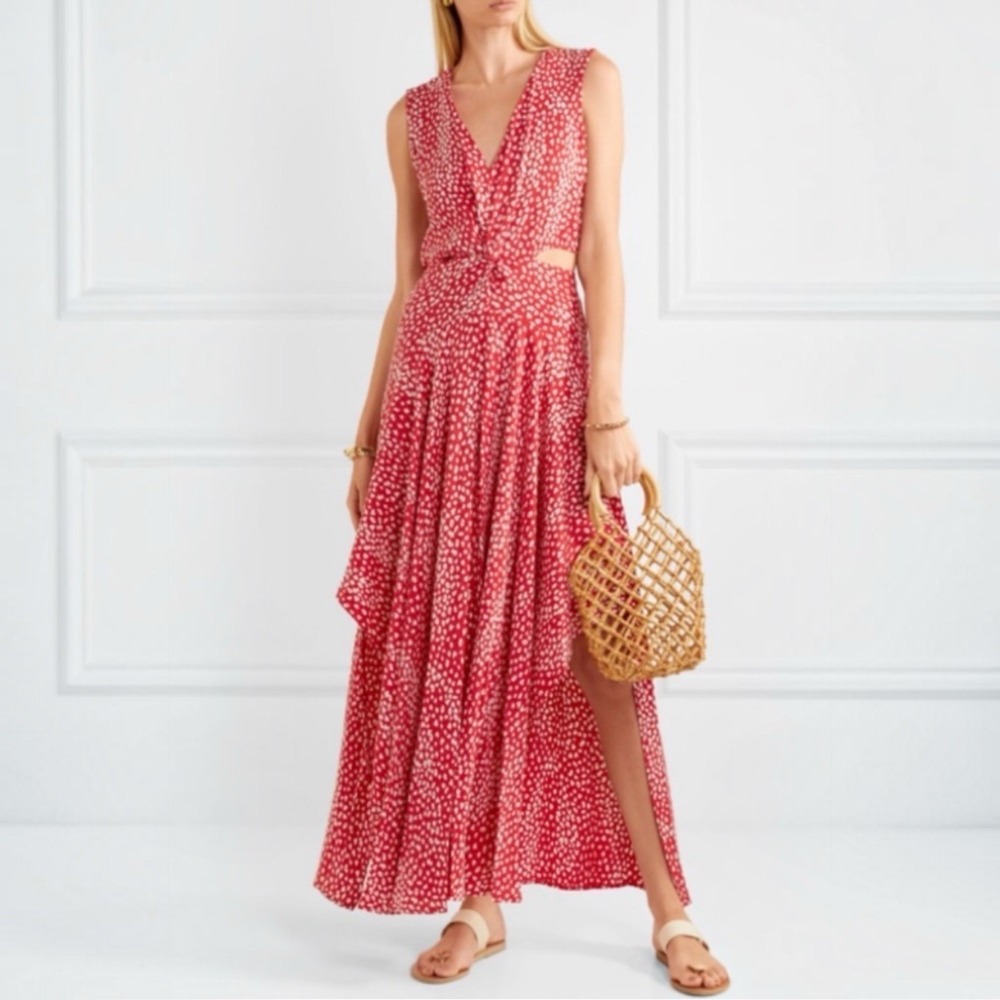 MAJE Renila Cutout‎ Leopard Jacquard Maxi Asymmetrical Dress MFPRO00538 Sz 3 L